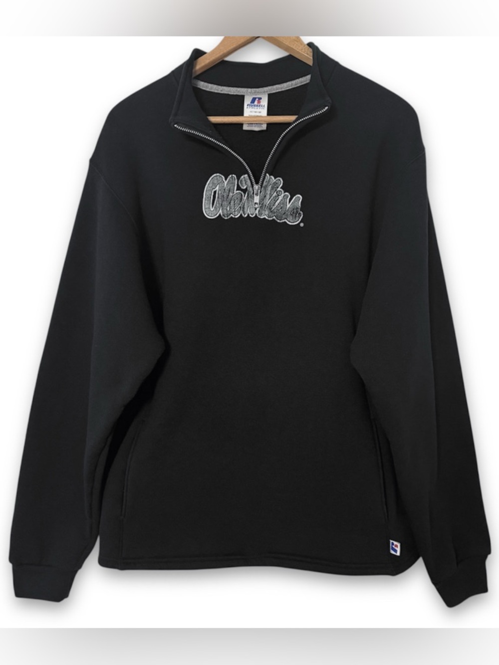Russell Ole Miss Quarter Zip Pullover Sweatshirt Black